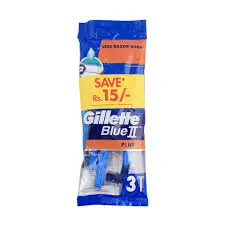 Gillette Blue 2+ Shaving Disposable Razor Bag of 3 Pieces