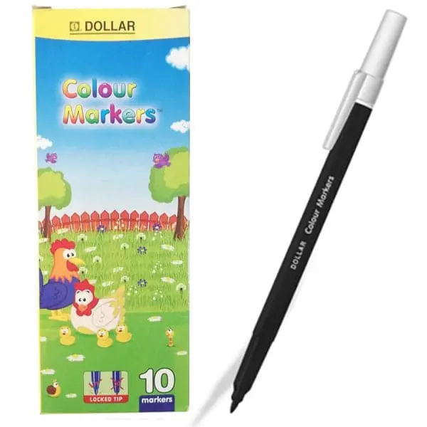 Dollar Colour Marker Black  (Pack of 10)