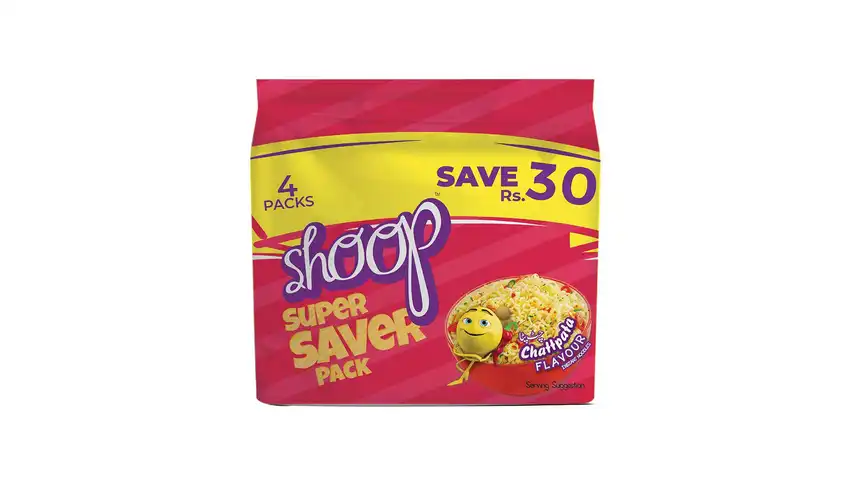 Shoop Chattpata Flavour Instant Noodles Packet of 4 x 50g