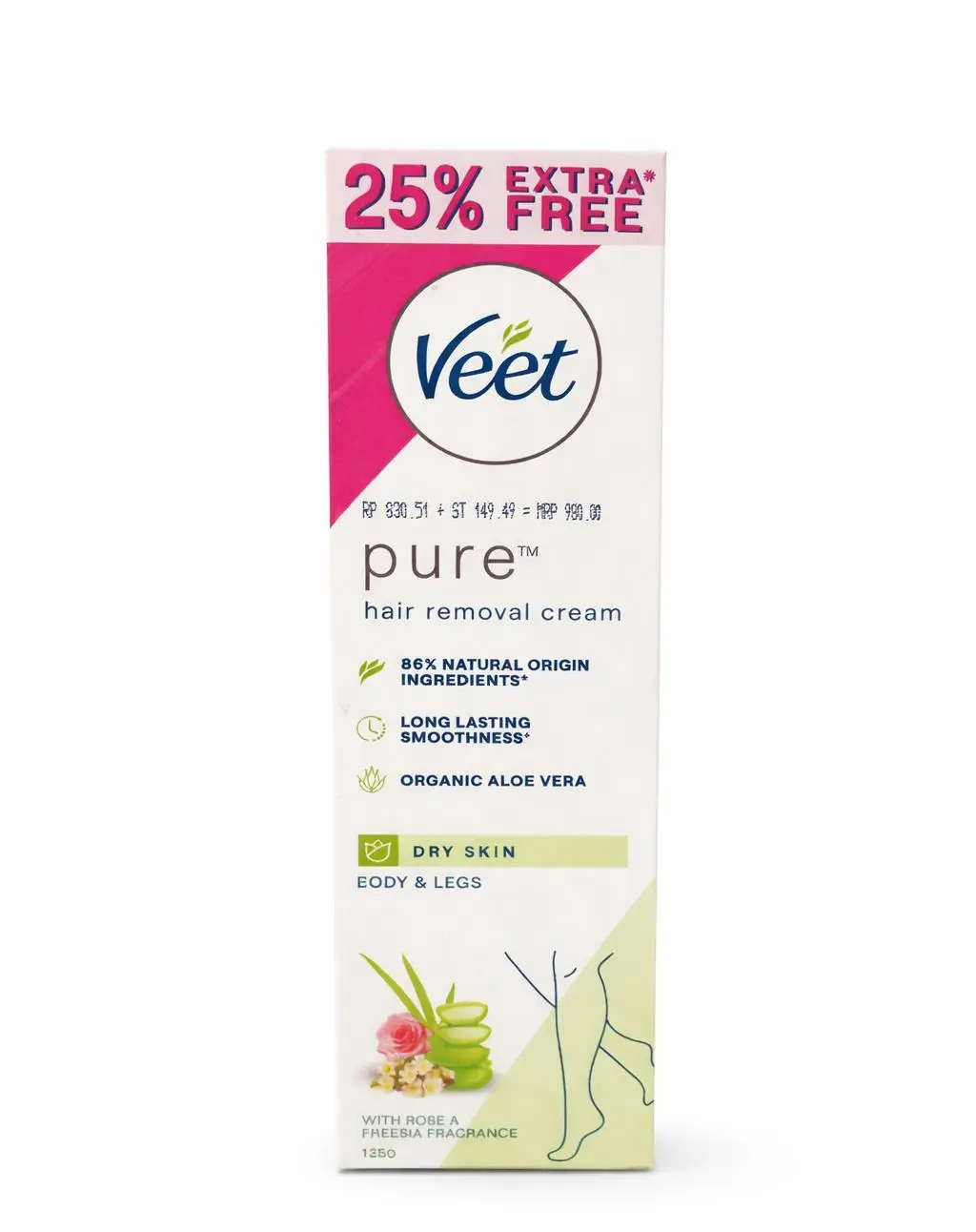 Veet Pure Hair Removal Cream Dry Skin Body & Legs 125g