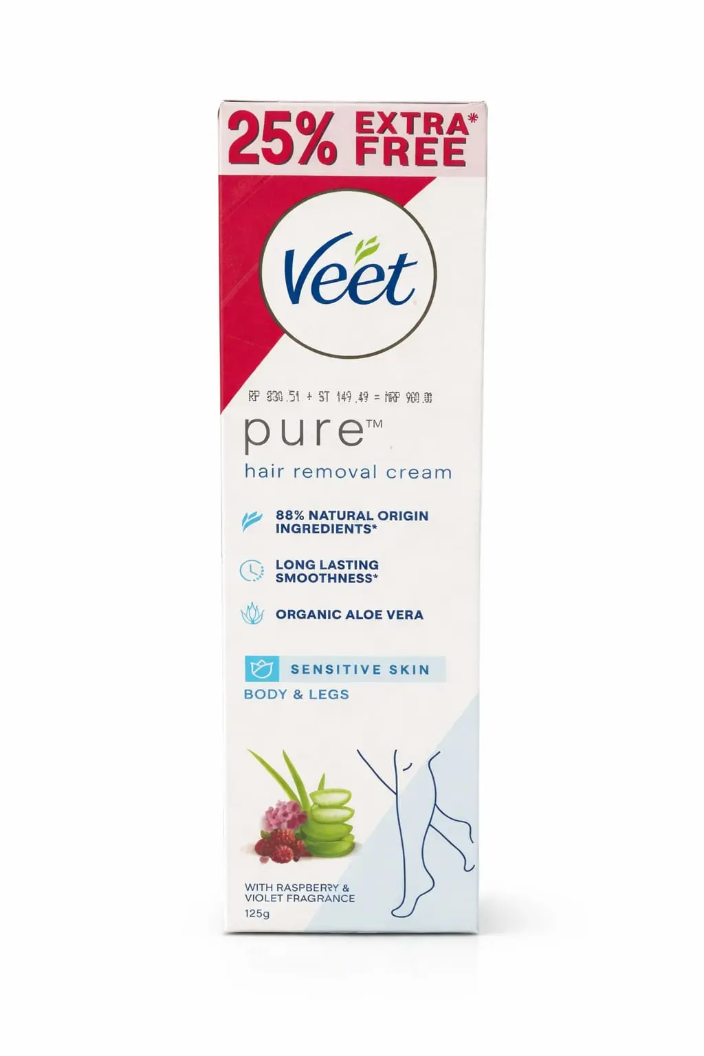 Veet Pure Hair Removal Cream Sensitive Skin Body & Legs 125g