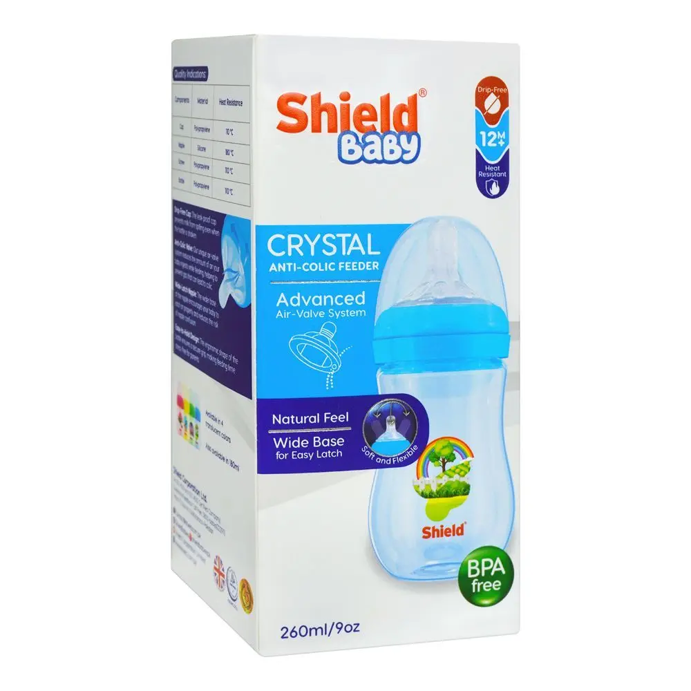 Shield Baby Crystal Anti-Colic Feeder Wide Base For 12+ Months 260ml