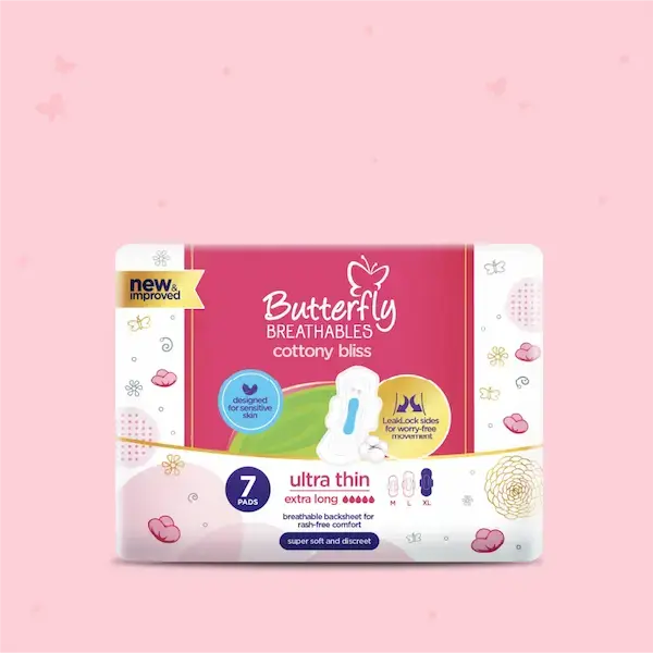 Butterfly Breathables Ultra-Thin Cottony Sanitary Pads Extra Long 7 Pcs