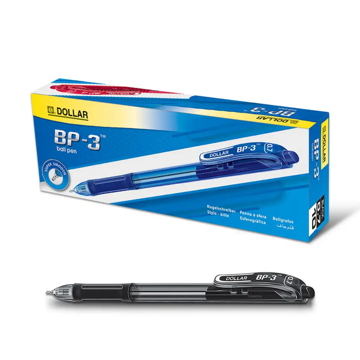 Dollar BP-3 Ball Pen F 0.7 Black (Pack Of 10)