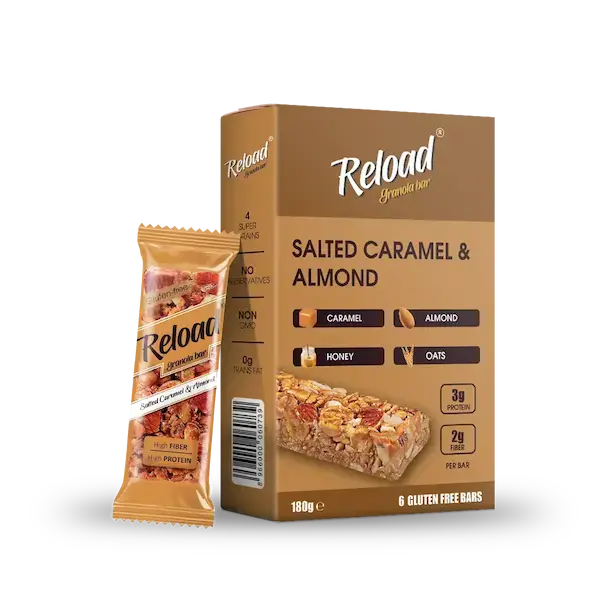 RELOAD SNACKS Granola Bars Salted Caramel & Almond 6-Bar Box 