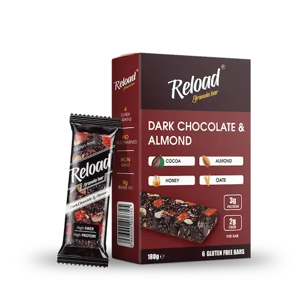 RELOAD SNACKS Granola Bars Dark Chocolate & Almond 6-Bar Box 
