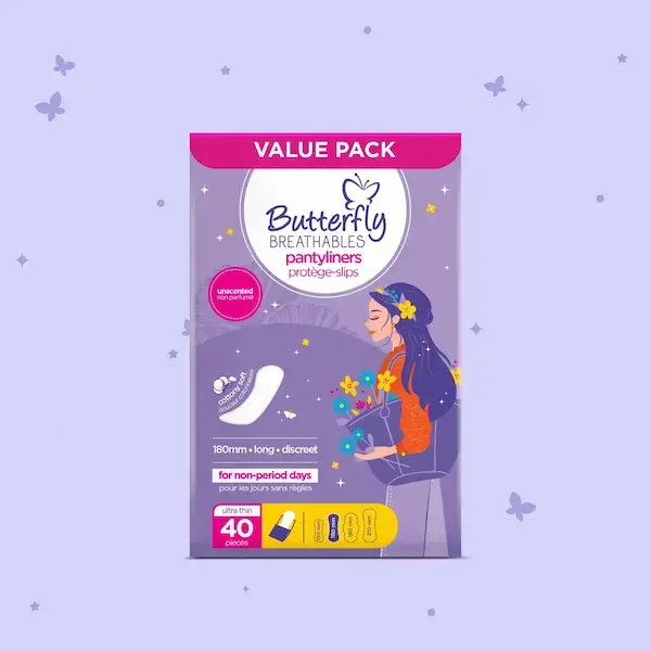 Butterfly Breathables Ultra Thin Long Panty Liners Value Pack 40 pcs