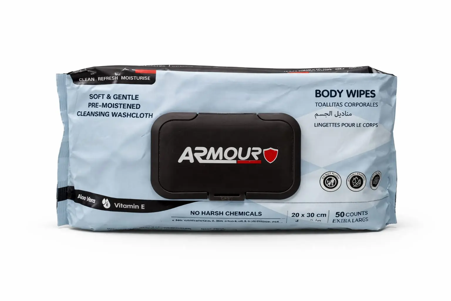 Armour Body Wipes  50 Counts Extra Large Pre-Moistened