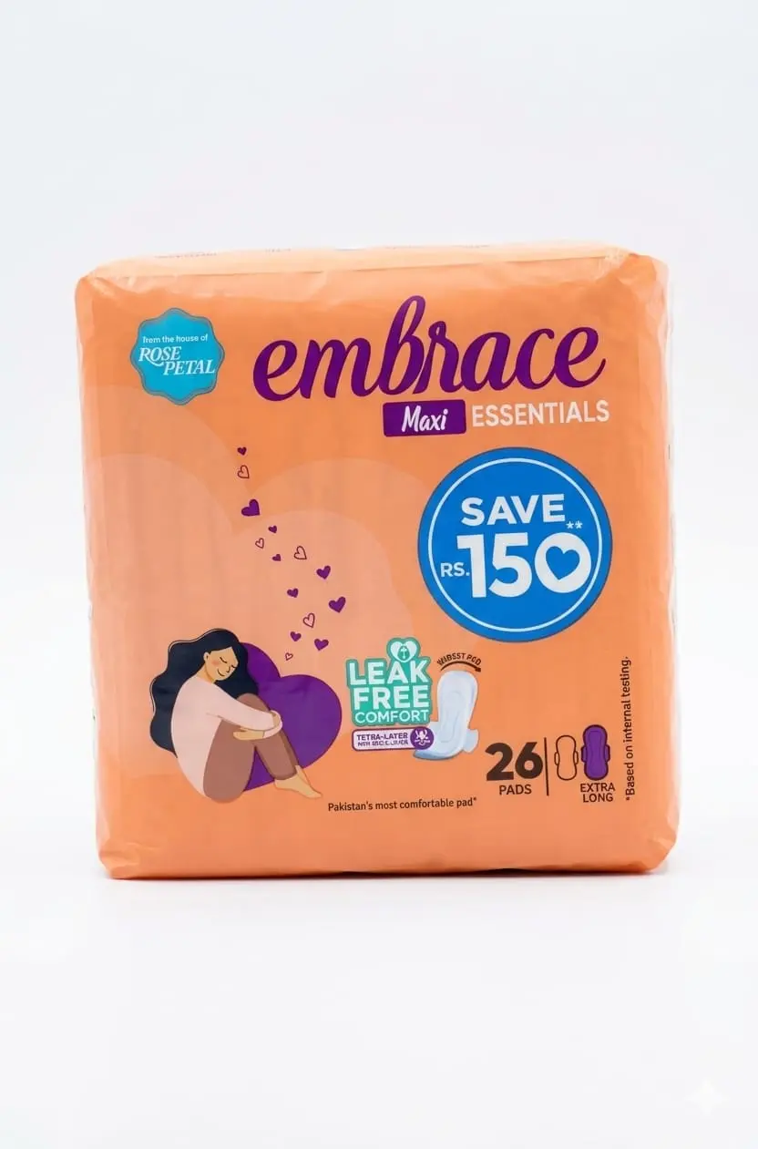 Embrace Essential Maxi Thick Sanitary Pads Extra Long 26 Pads