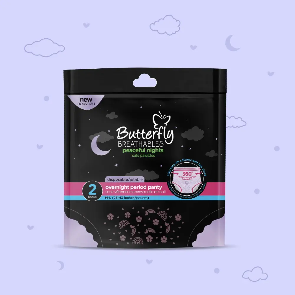 Butterfly Breathables Peaceful Nights Cottony Period Pants M-L Pack 2 Pcs
