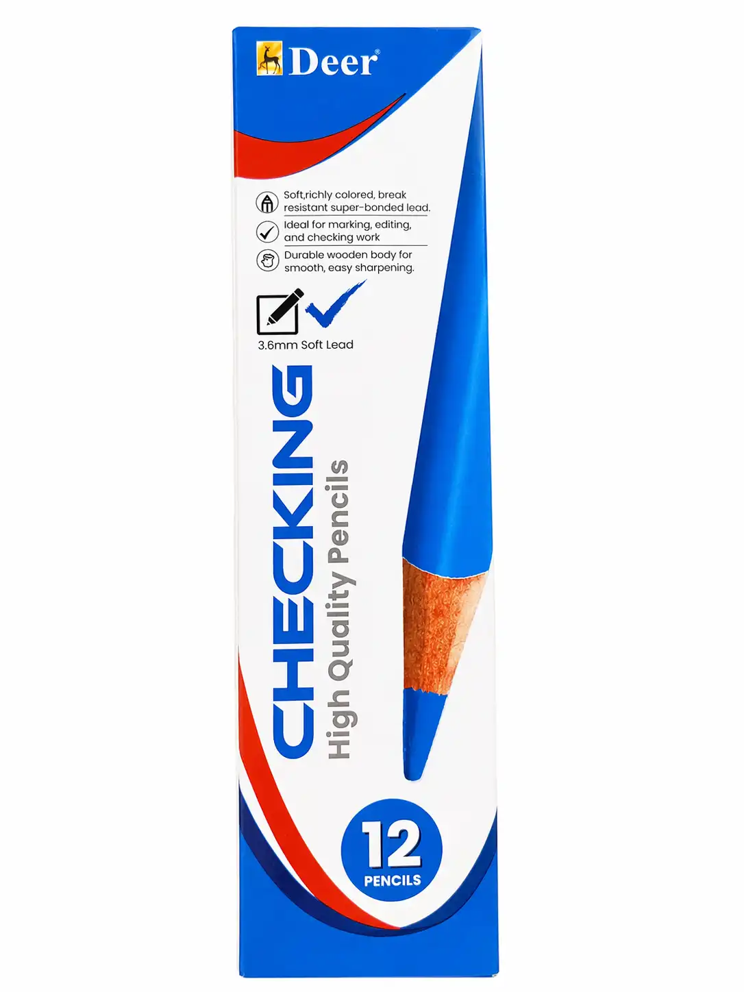 Deer Blue Check King Pencils High Quality (12 Pack)