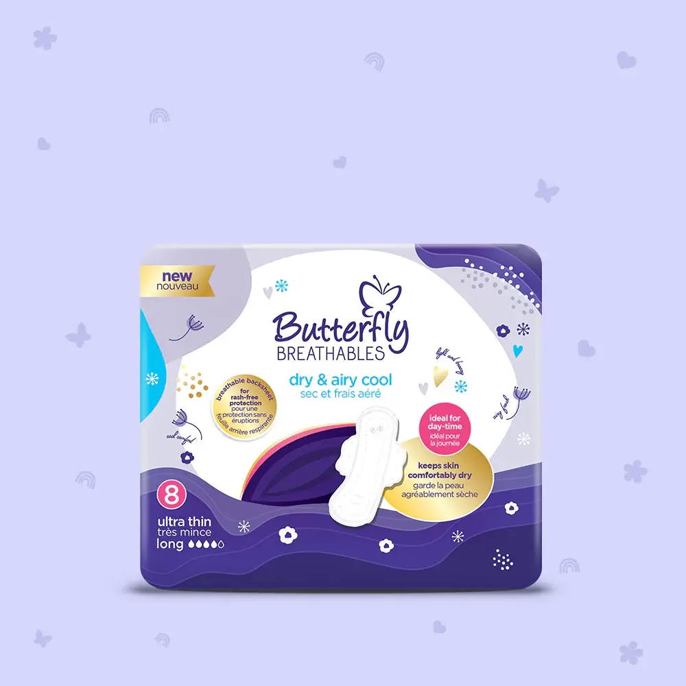 Butterfly Breathables Ultra-Thin Dry Mesh Sanitary Pads Long 8 Pcs