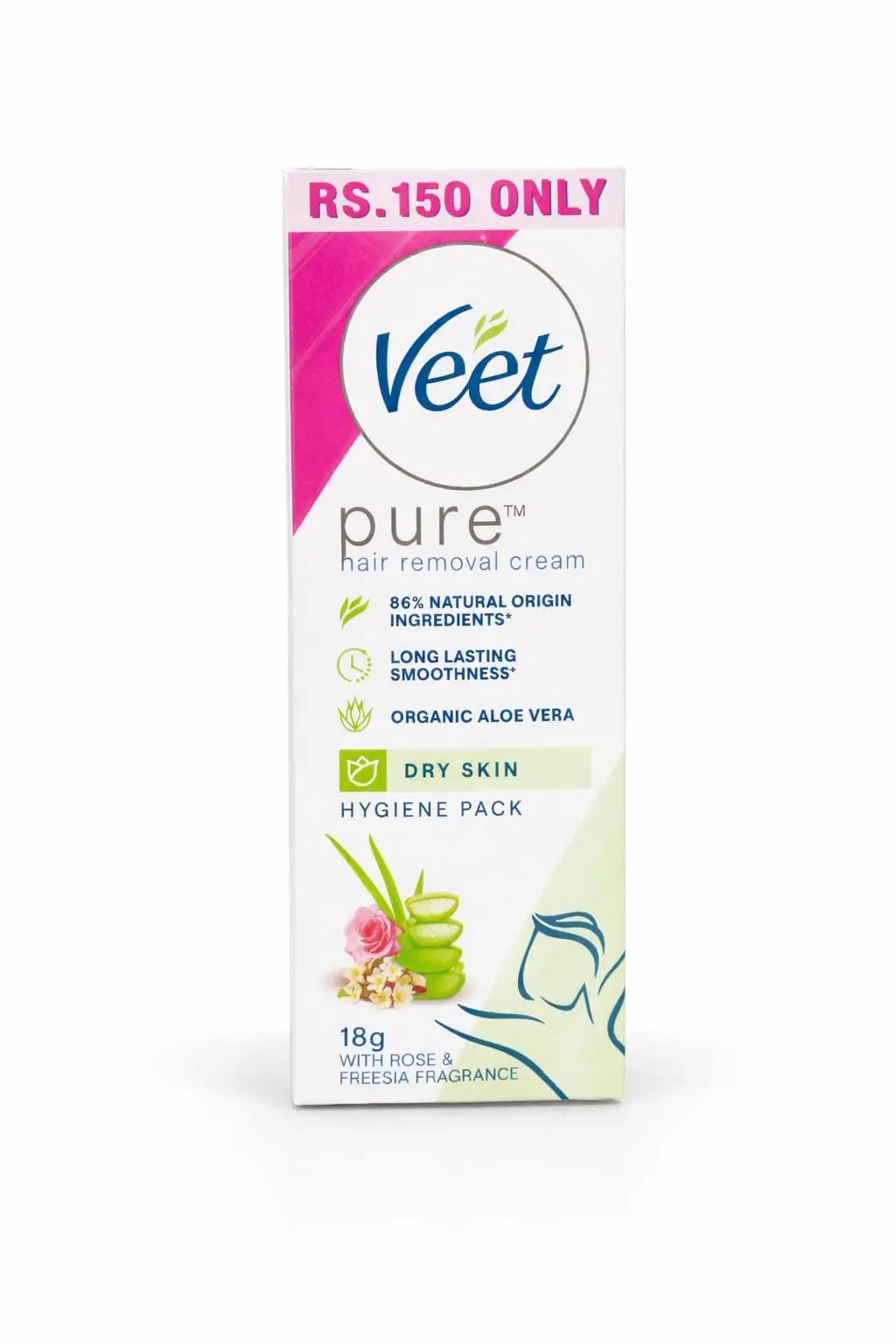 Veet Pure Hair Removal Cream (Dry Skin Hygiene Pack 18g)