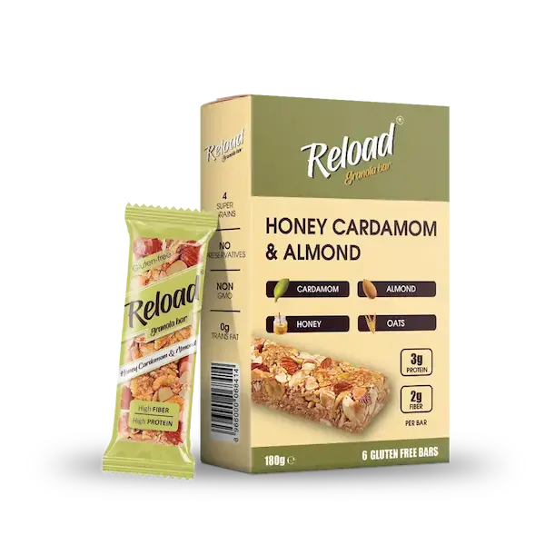 RELOAD SNACKS Granola Bars Honey Cardamom & Almond 6-Bar Box 