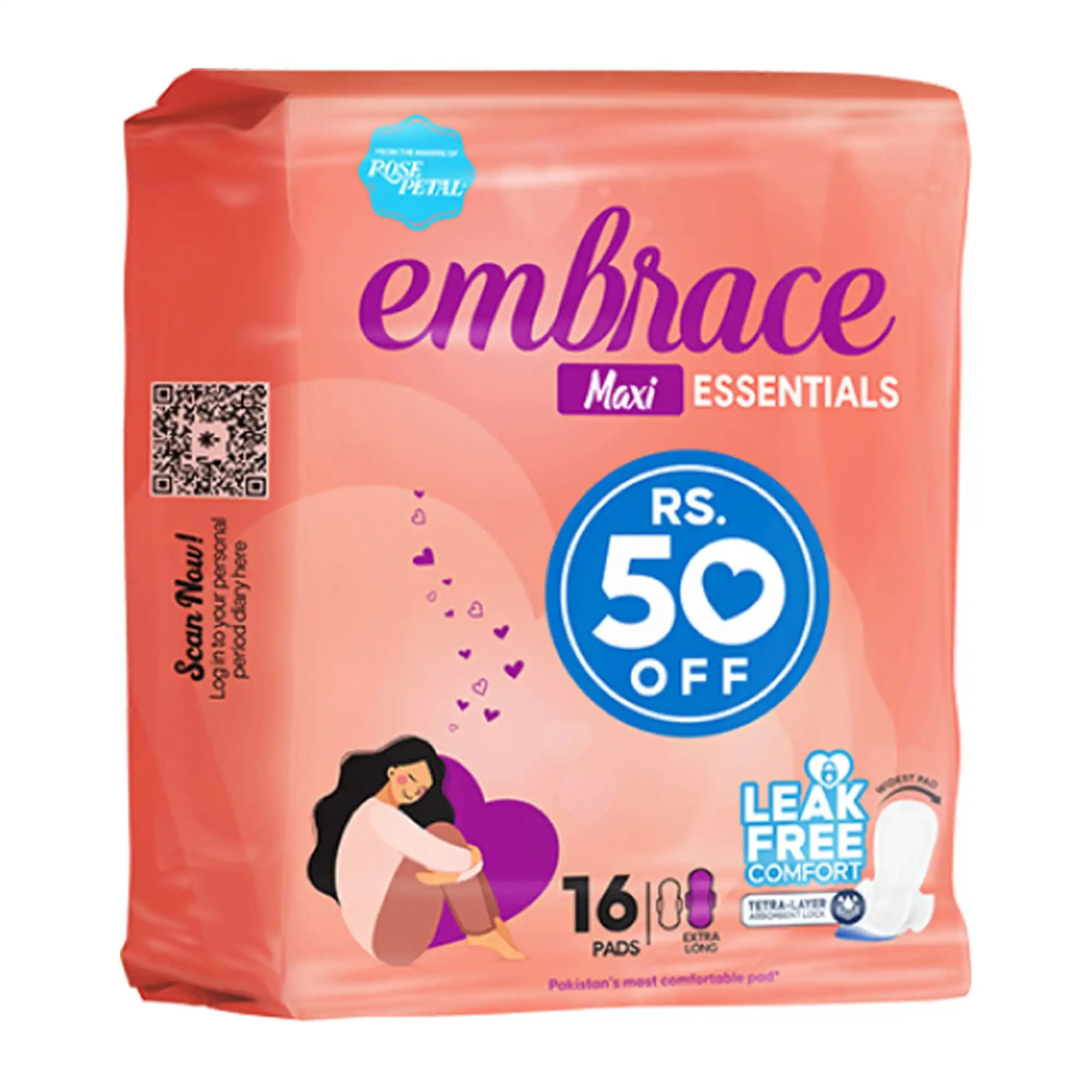 Embrace Maxi Essentials Value Pack Extra Long 16 Pads