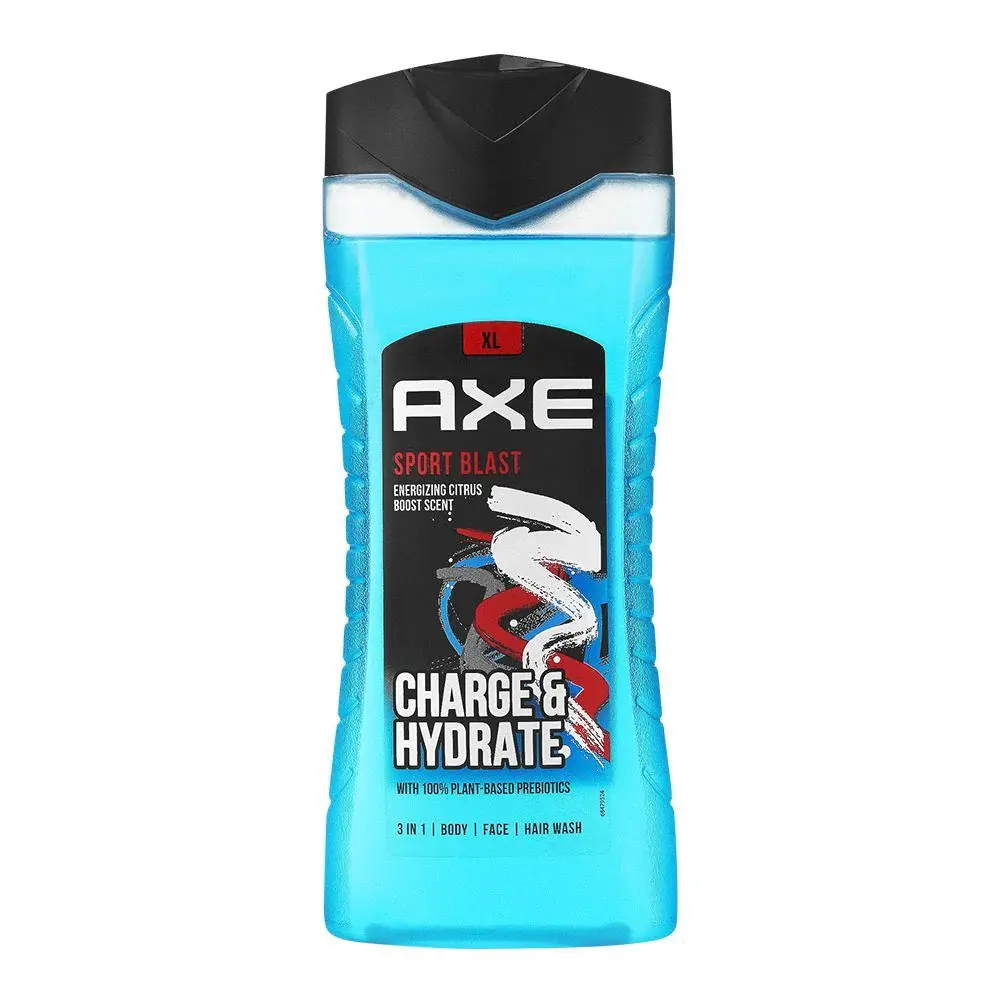 Axe  Body Wash Sport Blast Energizing Citrus Boost Scent  3-In-1 Body Face & Hair 400ml (Imported)