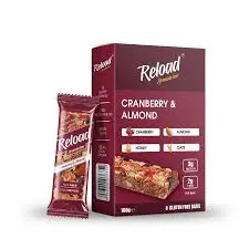 RELOAD SNACKS Granola Bars Cranberry & Almond 6-Bar Box 
