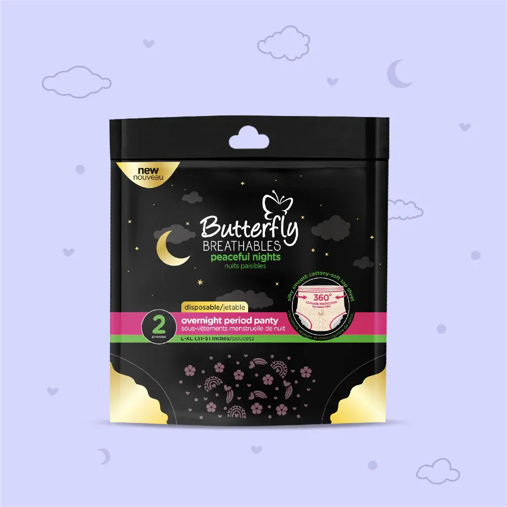 Butterfly Breathables Peaceful Nights Cottony Period Pants L-XL Pack 2 Pcs