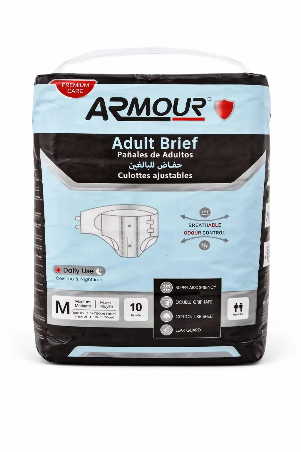 Armour Premium Care Adult Brief (Medium) – 10 Pieces