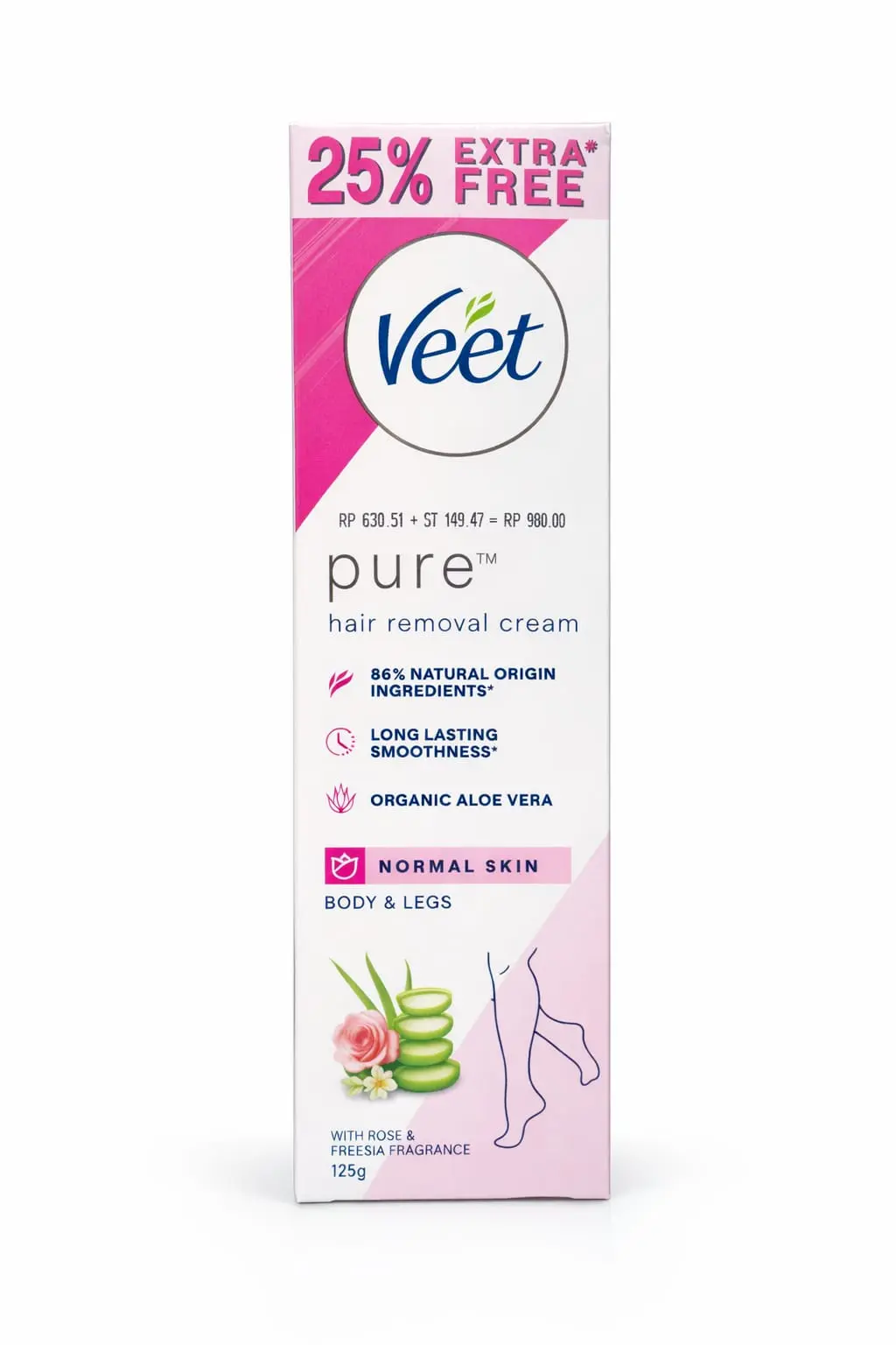 Veet Pure Hair Removal Cream Normal Skin Body & Legs 125g
