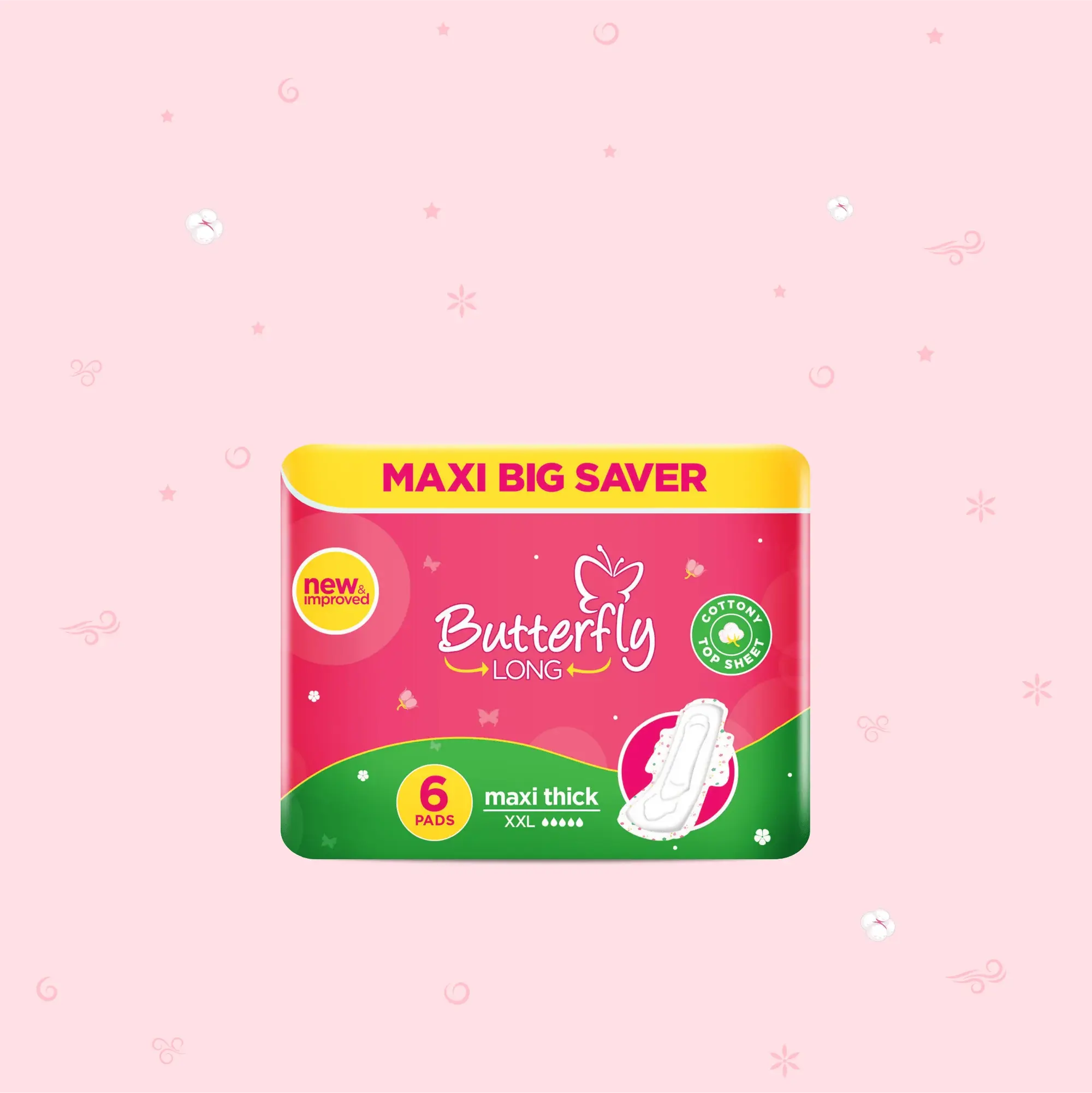 Butterfly Long Maxi Big Saver Sanitary Pads XXL 6 Pcs